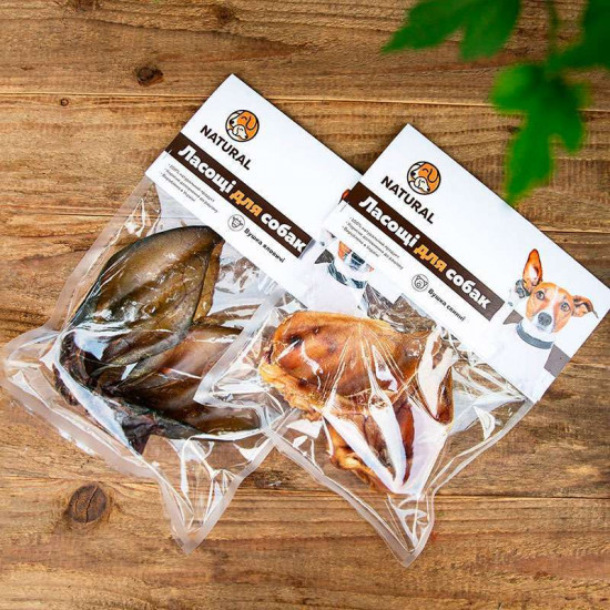 Natural (Натураль) Ласощі сушені – вуха свинячі для собак Natural (Натураль) Ласощі сушені – вуха свинячі для собак