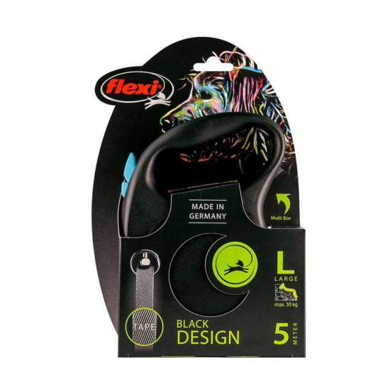 Flexi Black Design L - A lead roulette for dogs of average and large breeds, a tape (5 m, up to 50 kg) Flexi Black Design L - A lead roulette for dogs of average and large breeds, a tape (5 m, up to 50 kg)