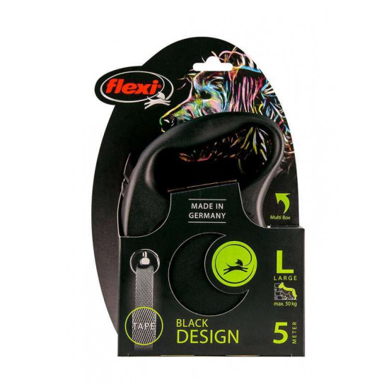 Flexi Black Design L - A lead roulette for dogs of average and large breeds, a tape (5 m, up to 50 kg) Flexi Black Design L - A lead roulette for dogs of average and large breeds, a tape (5 m, up to 50 kg)