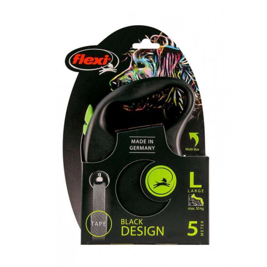 Flexi Black Design L - A lead roulette for dogs of average and large breeds, a tape (5 m, up to 50 kg) Flexi Black Design L - A lead roulette for dogs of average and large breeds, a tape (5 m, up to 50 kg)
