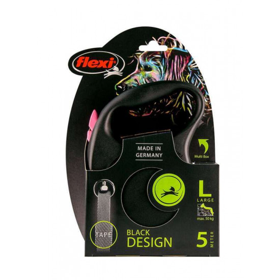Flexi Black Design L - A lead roulette for dogs of average and large breeds, a tape (5 m, up to 50 kg) Flexi Black Design L - A lead roulette for dogs of average and large breeds, a tape (5 m, up to 50 kg)