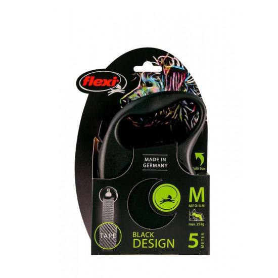 Flexi Black Design M - A lead roulette for dogs of average breeds, a tape (5 m, up to 25 kg) Flexi Black Design M - A lead roulette for dogs of average breeds, a tape (5 m, up to 25 kg)