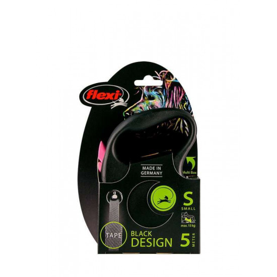 Flexi (Флекси) Black Design S - Поводок-рулетка для собак мелких и средних пород, лента (5 м, до 15 кг) Flexi (Флекси) Black Design S - Поводок-рулетка для собак мелких и средних пород, лента (5 м, до 15 кг)