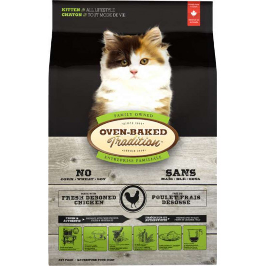 Oven-Baked Tradition Chicken Formula Kitten - A dry feed with fresh meat of chicken for kittens of all breeds Oven-Baked Tradition Chicken Formula Kitten - A dry feed with fresh meat of chicken for kittens of all breeds