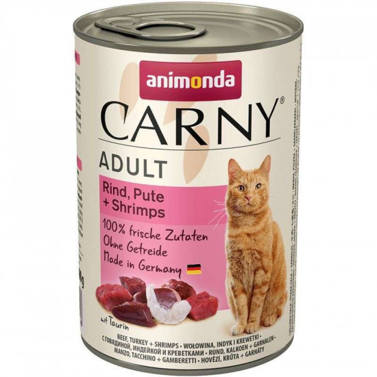 Animonda Carny Adult - A tinned forage with beef, a turkey and shrimps for adult cats (chopped meat) Animonda Carny Adult - A tinned forage with beef, a turkey and shrimps for adult cats (chopped meat)