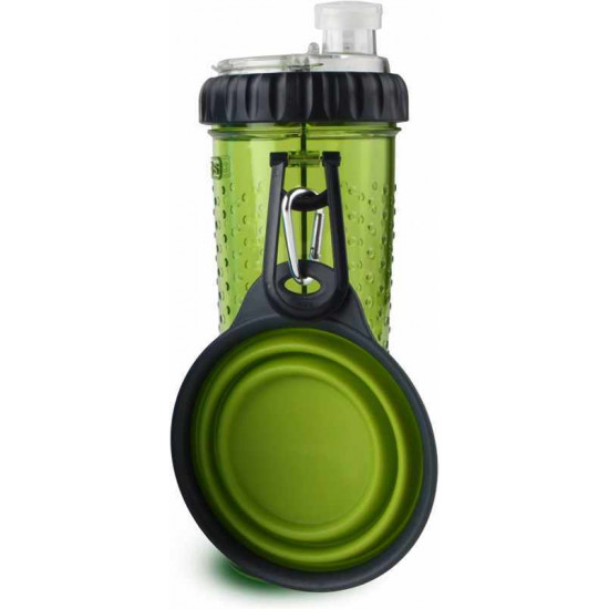 Dexas Snack DuO - Butylka double for water and a forage or delicacies with a folding bowl Dexas Snack DuO - Butylka double for water and a forage or delicacies with a folding bowl