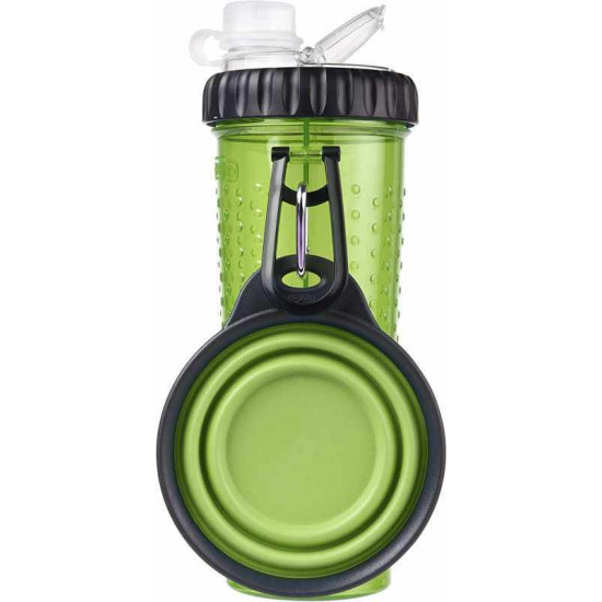 Dexas Snack DuO - Butylka double for water and a forage or delicacies with a folding bowl Dexas Snack DuO - Butylka double for water and a forage or delicacies with a folding bowl
