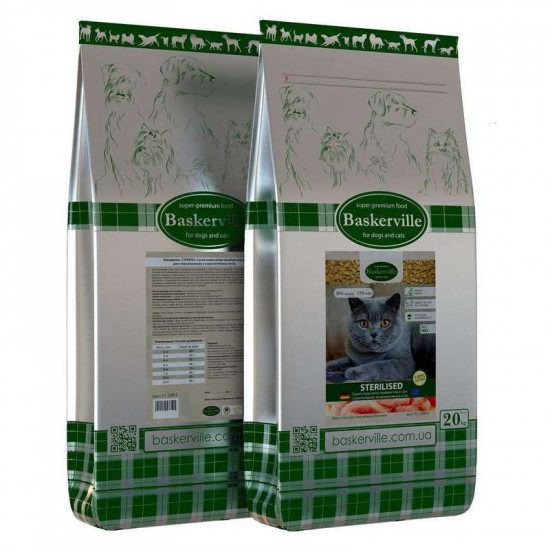 Baskerville Sterilised - A dry feed with chicken for the sterilized and inactive cats Baskerville Sterilised - A dry feed with chicken for the sterilized and inactive cats