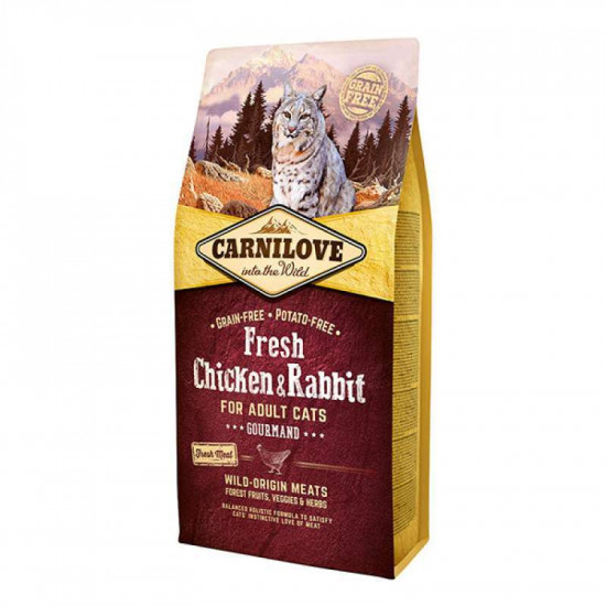 Carnilove (Karnilav) Fresh Chicken & Rabbit for Adult Cats Gourmand - Dry bezzernovy a forage with a rabbit and chicken for adult cats Carnilove (Karnilav) Fresh Chicken & Rabbit for Adult Cats Gourmand - Dry bezzernovy a forage with a rabbit and chicken for adult cats
