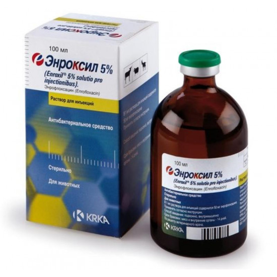Enroxil (Енроксил) by KRKA 5% - Антибактеріальний препарат Енроксил 5% (розчин для ін'єкцій) Enroxil (Енроксил) by KRKA 5% - Антибактеріальний препарат Енроксил 5% (розчин для ін'єкцій)