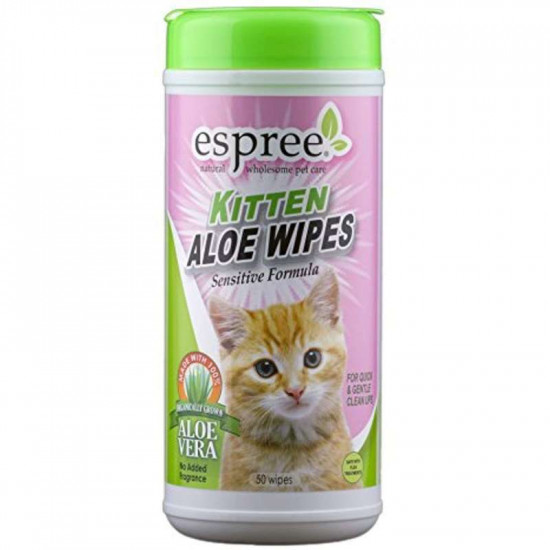 Espree (Эспри) Kitten Aloe Wipes - Влажные салфетки с Алоэ Вера для очищения чувствительной кожи и шерсти кошек Espree (Эспри) Kitten Aloe Wipes - Влажные салфетки с Алоэ Вера для очищения чувствительной кожи и шерсти кошек
