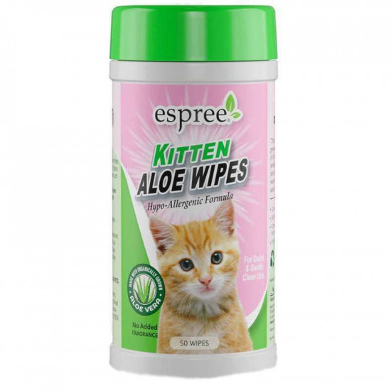 Espree (Эспри) Kitten Aloe Wipes - Влажные салфетки с Алоэ Вера для очищения чувствительной кожи и шерсти кошек Espree (Эспри) Kitten Aloe Wipes - Влажные салфетки с Алоэ Вера для очищения чувствительной кожи и шерсти кошек