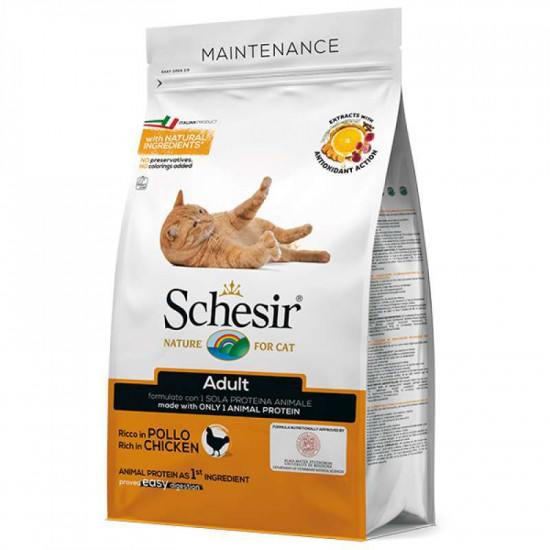 Schesir Cat Adult Chicken - A dry monoprotein feed with chicken for adult cats Schesir Cat Adult Chicken - A dry monoprotein feed with chicken for adult cats