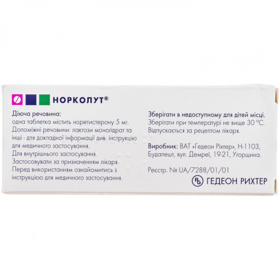 Норколут табл. 5мг №20 Норколут табл. 5мг №20