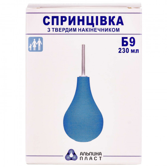 Спринцовка (клизма, груша) поливинилхлоридная тип Б с твердым наконечником №9 объем 230 мл Спринцовка (клизма, груша) поливинилхлоридная тип Б с твердым наконечником №9 объем 230 мл