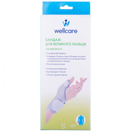 Бандаж для большого пальца руки WellCare (ВеллКеа) модель 42005 S/L размер S левый Бандаж для большого пальца руки WellCare (ВеллКеа) модель 42005 S/L размер S левый