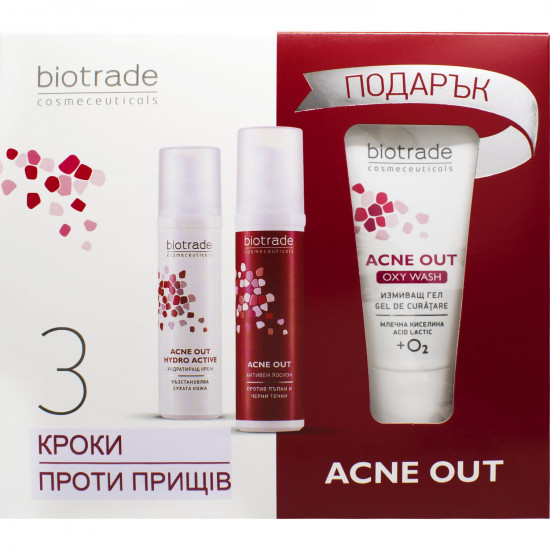 Набор для лица BIOTRADE Acne Out (Биотрейд Акне Аут) для жирной и проблемной кожи с акне крем 60 мл + лосьон 60 мл + гель очищающий 50мл Набор для лица BIOTRADE Acne Out (Биотрейд Акне Аут) для жирной и проблемной кожи с акне крем 60 мл + лосьон 60 мл + гель очищающий 50мл
