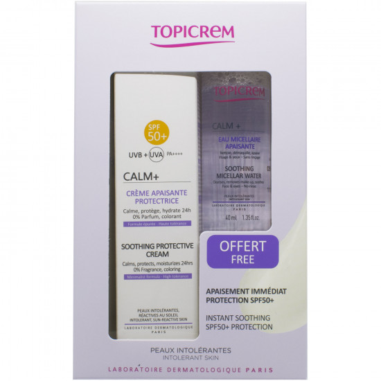 Набор для лица Topicrem (Топикрем) Calm+ (Калм) Крем успокаивающий, защитный SPF 50 40 мл + Вода мицеллярная успокаивающая 40 мл Набор для лица Topicrem (Топикрем) Calm+ (Калм) Крем успокаивающий, защитный SPF 50 40 мл + Вода мицеллярная успокаивающая 40 мл