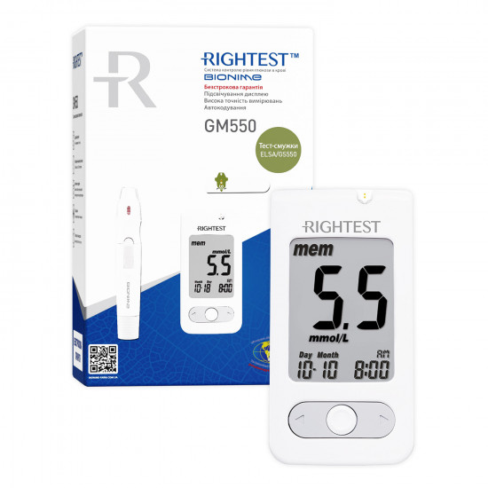 Глюкометр Bionime Rightest GM 550 (Райтест Джі Ем) система контролю рівня глюкози в крові Глюкометр Bionime Rightest GM 550 (Райтест Джі Ем) система контролю рівня глюкози в крові