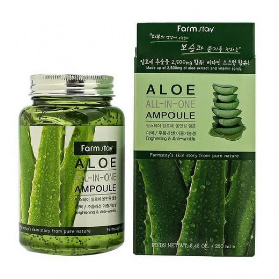 Ампульна сироватка для обличчя FarmStay Aloe All-In-One Ampoule з екстрактом алое, 250 мл Ампульна сироватка для обличчя FarmStay Aloe All-In-One Ampoule з екстрактом алое, 250 мл