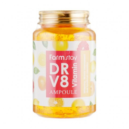 Ампульна сироватка для обличчя FarmStay Dr.V8 Vitamin Ampoule з вітамінами, 250 мл Ампульна сироватка для обличчя FarmStay Dr.V8 Vitamin Ampoule з вітамінами, 250 мл