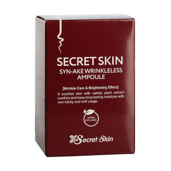 Ampoule serum for the person Secret Skin Syn-Ake Wrinkleless Ampoule with peptide of snake poison, 30 ml Ampoule serum for the person Secret Skin Syn-Ake Wrinkleless Ampoule with peptide of snake poison, 30 ml