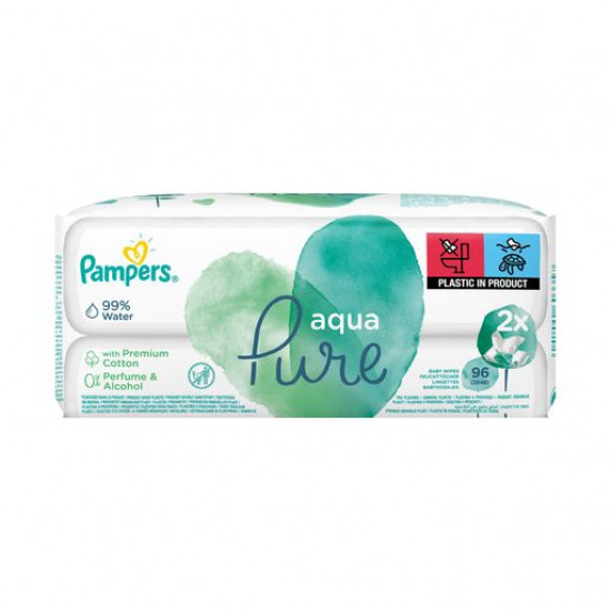 Дитячі вологі серветки Pampers Aqua Pure, 96 шт Дитячі вологі серветки Pampers Aqua Pure, 96 шт