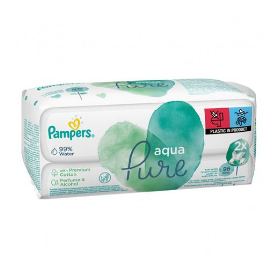 Дитячі вологі серветки Pampers Aqua Pure, 96 шт Дитячі вологі серветки Pampers Aqua Pure, 96 шт
