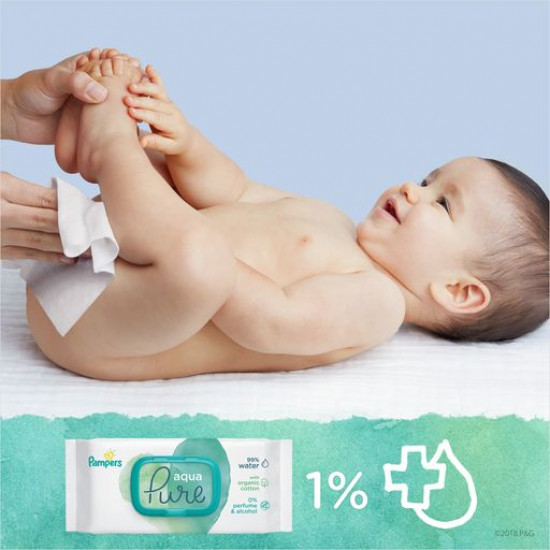 Дитячі вологі серветки Pampers Aqua Pure, 96 шт Дитячі вологі серветки Pampers Aqua Pure, 96 шт