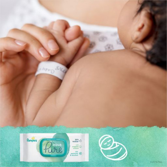 Дитячі вологі серветки Pampers Aqua Pure, 96 шт Дитячі вологі серветки Pampers Aqua Pure, 96 шт