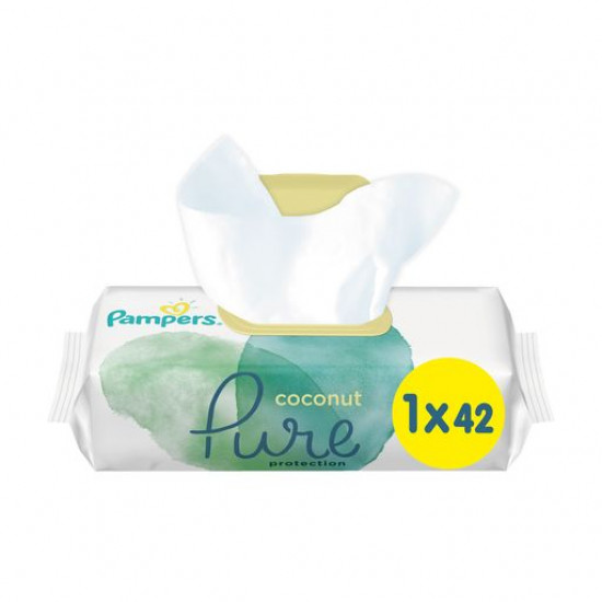 Дитячі вологі серветки Pampers Pure Protection Coconut, 42 шт Дитячі вологі серветки Pampers Pure Protection Coconut, 42 шт