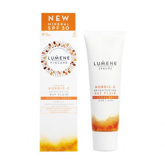 Day fluid for shine of skin of Lumene Valo Nordic-C Brightening Day Fluid Mineral SPF 30, 50 ml Day fluid for shine of skin of Lumene Valo Nordic-C Brightening Day Fluid Mineral SPF 30, 50 ml