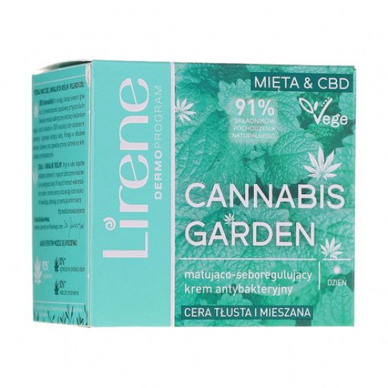 Day cream for the person Lirene Cannabis Garden Mint & CBD of seboreguliruyushchiya matting antibacterial, for the fat and combined skin, 50 ml Day cream for the person Lirene Cannabis Garden Mint & CBD of seboreguliruyushchiya matting antibacterial, for the fat and combined skin, 50 ml