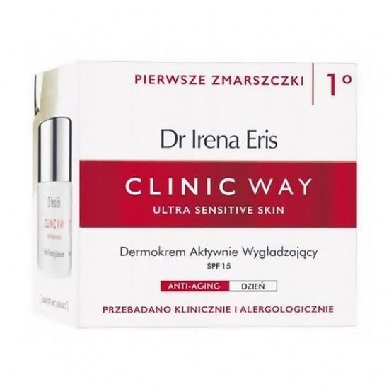 Денний крем, що розгладжує Dr Irena Eris Clinic Way 1° SPF15 для дуже чутливої шкіри обличчя, 50 мл Денний крем, що розгладжує Dr Irena Eris Clinic Way 1° SPF15 для дуже чутливої шкіри обличчя, 50 мл