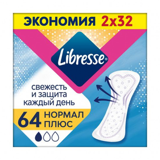 Щоденні прокладки Libresse Daily Fresh Plus Normal, 64 шт Щоденні прокладки Libresse Daily Fresh Plus Normal, 64 шт