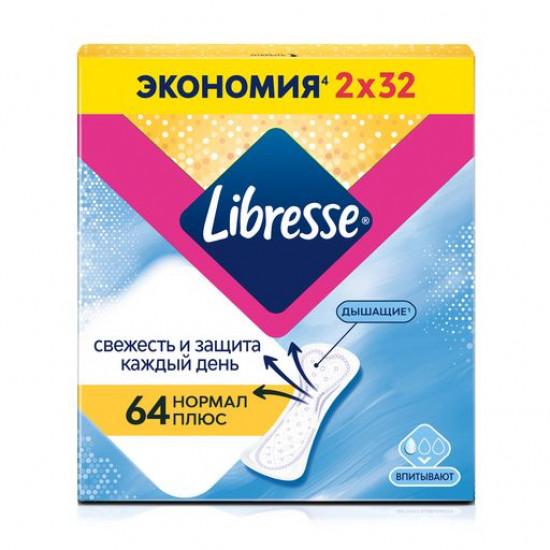 Щоденні прокладки Libresse Daily Fresh Plus Normal, 64 шт Щоденні прокладки Libresse Daily Fresh Plus Normal, 64 шт
