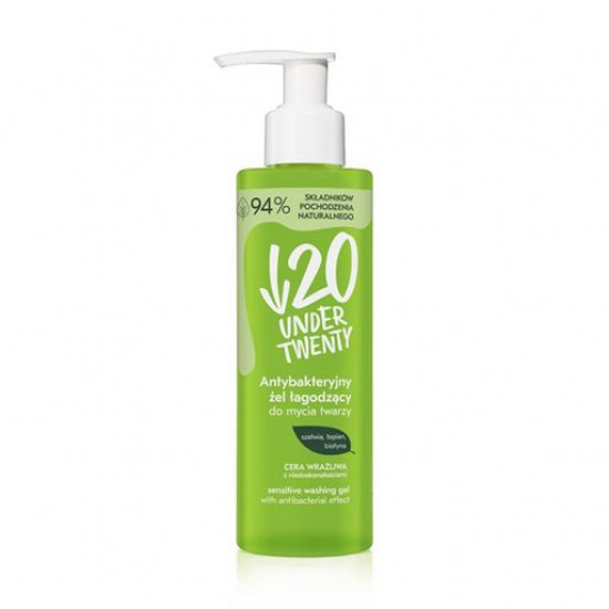Гель для вмивання Under Twenty Anti Acne Sensetive Washing Gel з антибактеріальним ефектом, для чутливої шкіри, 200 мл Гель для вмивання Under Twenty Anti Acne Sensetive Washing Gel з антибактеріальним ефектом, для чутливої шкіри, 200 мл