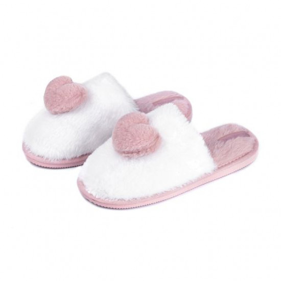 The women's room Twins HS-Lux slippers closed, fur, a pompon heart, pink, size 38-39 The women's room Twins HS-Lux slippers closed, fur, a pompon heart, pink, size 38-39