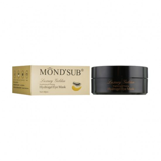 Hydrogel patches for skin around eyes of Mond'Sub Luxury Golden Brightening & Firming Hydrogel Eye Mask with particles of gold, 60 pieces Hydrogel patches for skin around eyes of Mond'Sub Luxury Golden Brightening & Firming Hydrogel Eye Mask with particles of gold, 60 pieces