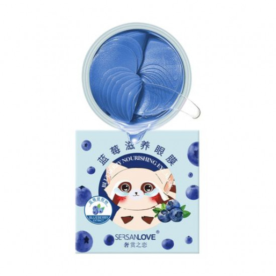 Hydrogel patches for skin around eyes of Sersanlove Blueberry Nourishing Eye Mask with extract of bilberry, 60 pieces Hydrogel patches for skin around eyes of Sersanlove Blueberry Nourishing Eye Mask with extract of bilberry, 60 pieces
