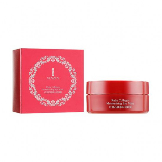 Гідрогелеві патчі для шкіри навколо очей Venzen Ruby Collagen Moisturizing Eye Mask з екстрактом бурих водоростей, 60 шт Гідрогелеві патчі для шкіри навколо очей Venzen Ruby Collagen Moisturizing Eye Mask з екстрактом бурих водоростей, 60 шт