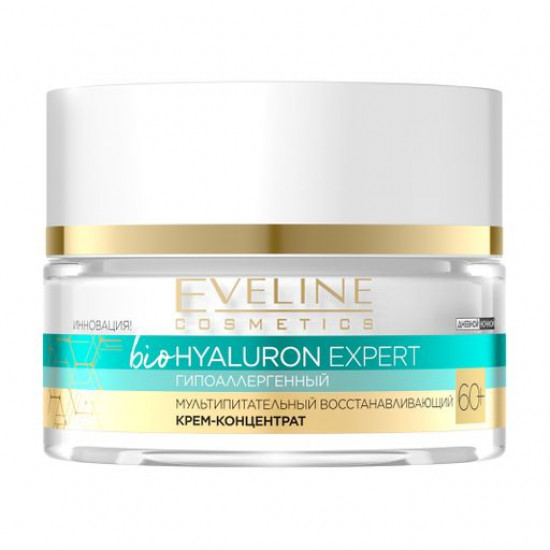 The hypoallergenic multinutritious restoring day and night concentrated cream for the person Eveline Cosmetics BioHyaluron Expert 60+, 50 ml The hypoallergenic multinutritious restoring day and night concentrated cream for the person Eveline Cosmetics BioHyaluron Expert 60+, 50 ml