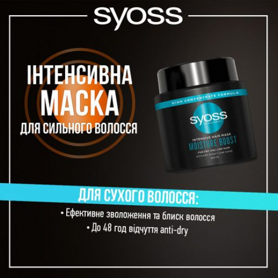 Intensive Syoss Moisture Boost mask, for dry hair, 500 ml Intensive Syoss Moisture Boost mask, for dry hair, 500 ml