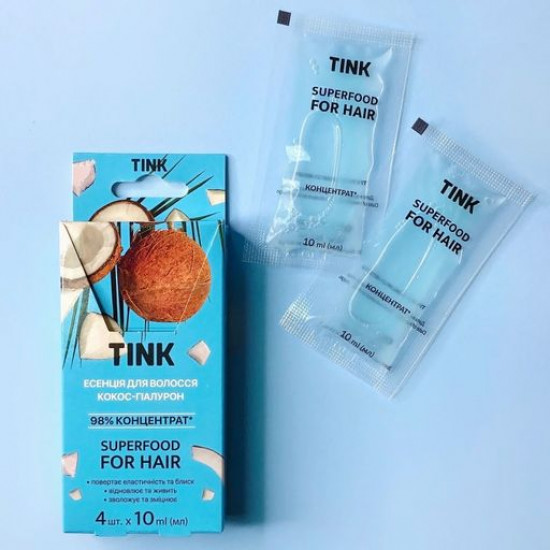 Концентрована есенція для волосся Tink For Hair Кокос і гіалурон, 4*10 мл Концентрована есенція для волосся Tink For Hair Кокос і гіалурон, 4*10 мл