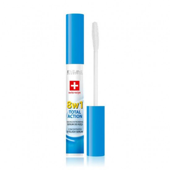 The concentrated syrovatka for eyelashes of Eveline Cosmetics Multi-Purpose Eyelash Serum Total Action 8 in 1, 10 ml The concentrated syrovatka for eyelashes of Eveline Cosmetics Multi-Purpose Eyelash Serum Total Action 8 in 1, 10 ml