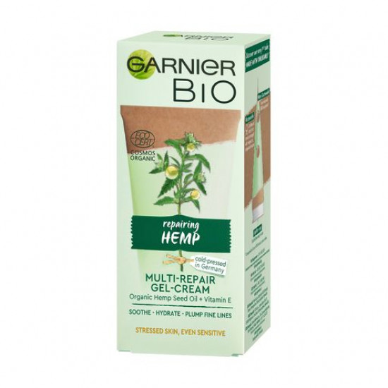 Cream-gel for recovery of the exhausted and sensitive face skin of Garnier BIO Repairing Hemp with essential oil of hemp, 50 ml Cream-gel for recovery of the exhausted and sensitive face skin of Garnier BIO Repairing Hemp with essential oil of hemp, 50 ml