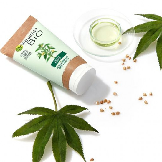 Cream-gel for recovery of the exhausted and sensitive face skin of Garnier BIO Repairing Hemp with essential oil of hemp, 50 ml Cream-gel for recovery of the exhausted and sensitive face skin of Garnier BIO Repairing Hemp with essential oil of hemp, 50 ml