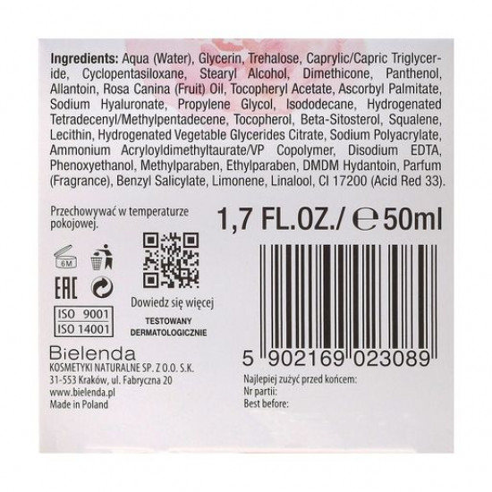 Cream for the person Bielenda ROSE CARE pink moistening, 50 ml Cream for the person Bielenda ROSE CARE pink moistening, 50 ml