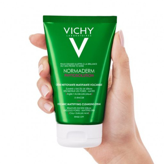 The matting Vichy Normaderm Phytosolution Mattifying Cleansing Cream cream-gel for clarification and reduction of a greasy luster of face skin, 125 ml The matting Vichy Normaderm Phytosolution Mattifying Cleansing Cream cream-gel for clarification and reduction of a greasy luster of face skin, 125 ml