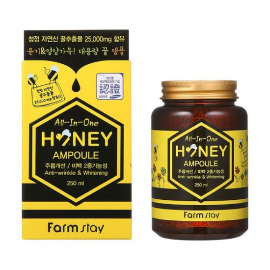 Multipurpose honey serum for the person FarmStay All-In-One Honey Ampoule, 250 ml Multipurpose honey serum for the person FarmStay All-In-One Honey Ampoule, 250 ml